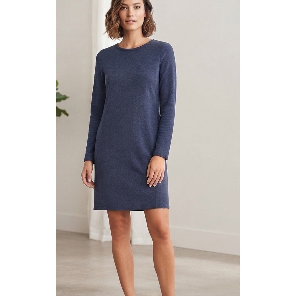 Pure J JILL Dress Womens Sz XS Pockets Relaxed Fit Cotton Modal Stretch Blue